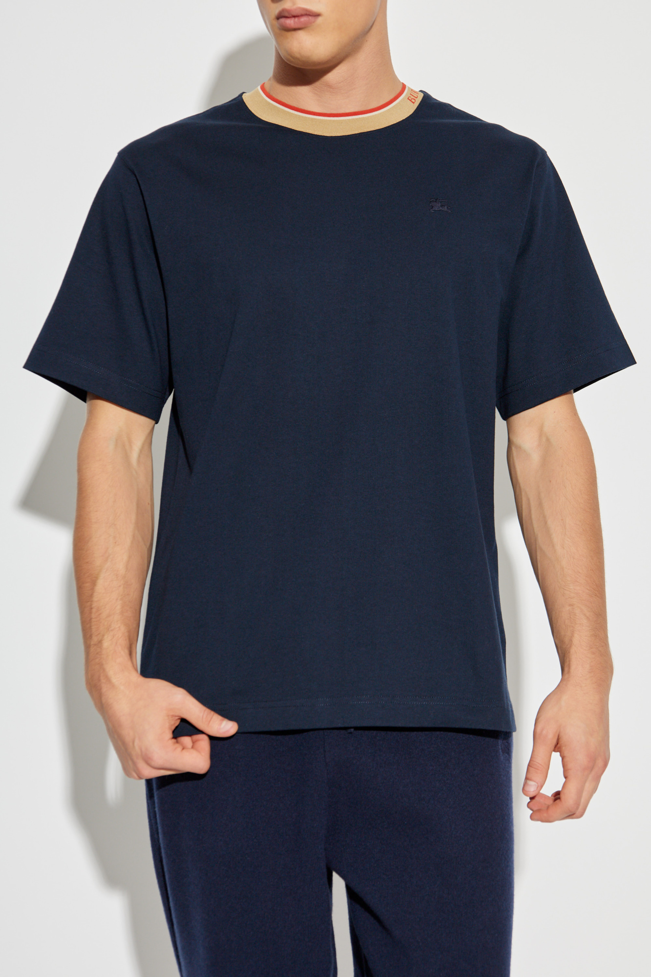 Navy blue T-shirt with logo Burberry - Vitkac GB